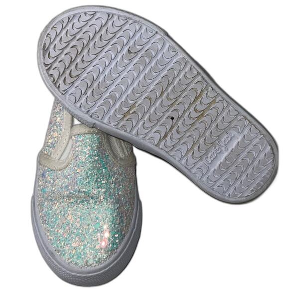 Cat & Jack Little Girl’s Sparkly White Glitter Slip on Sneakers Size 7 - Picture 6 of 6